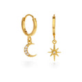 Moon and Star Huggie Hoop Earrings
