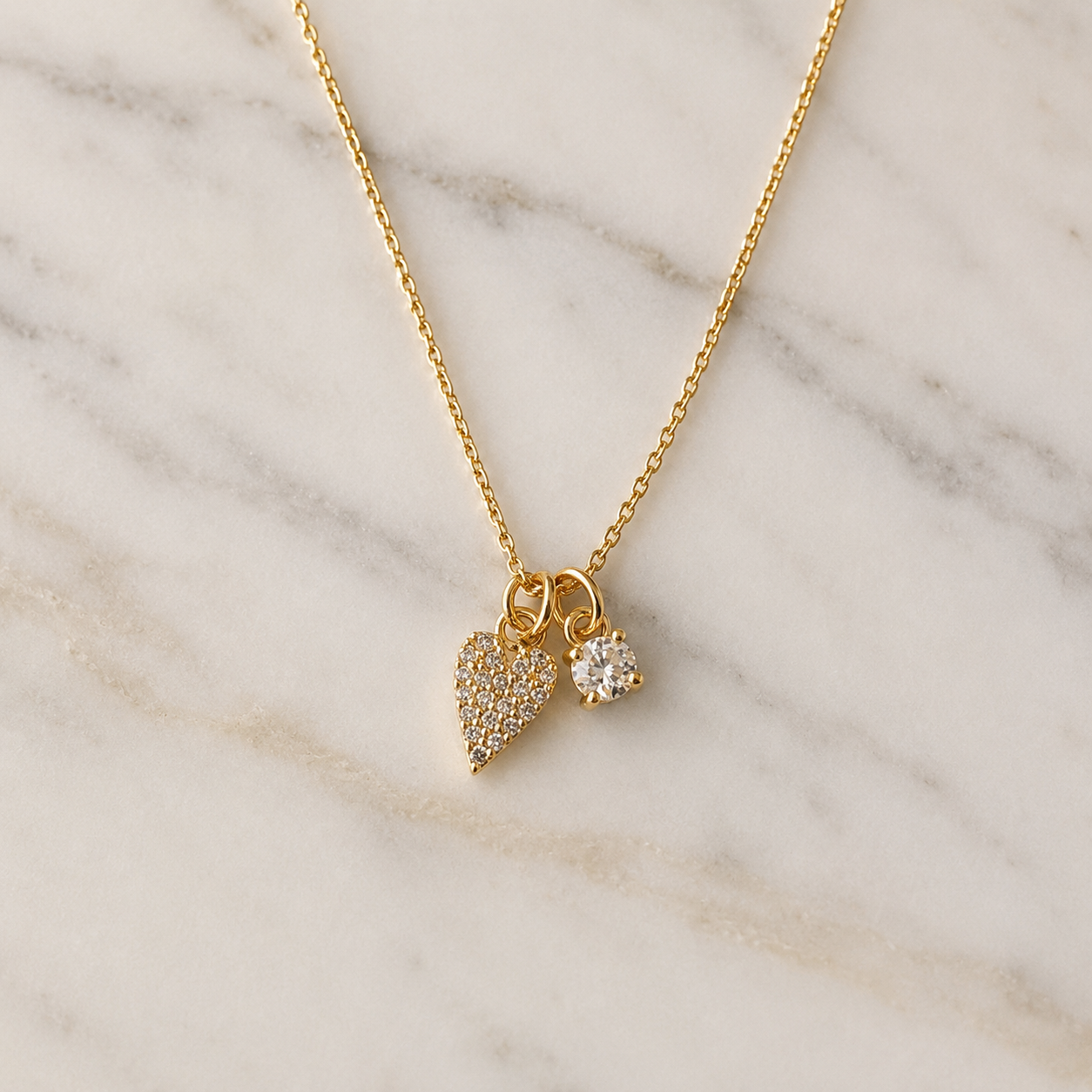 Tiny Pave CZ Heart Necklace