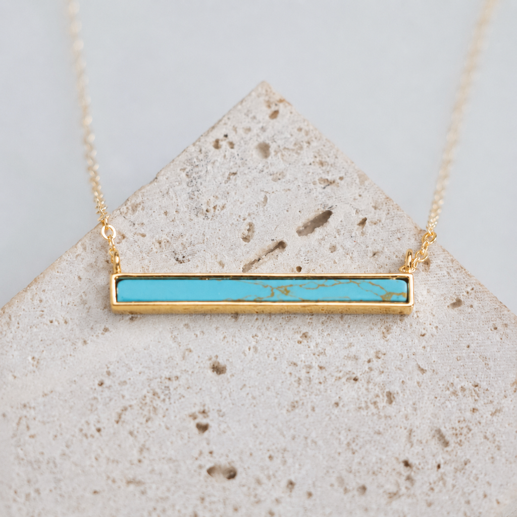 Turquoise Bar Necklace - Gold Filled, Sterling Silver