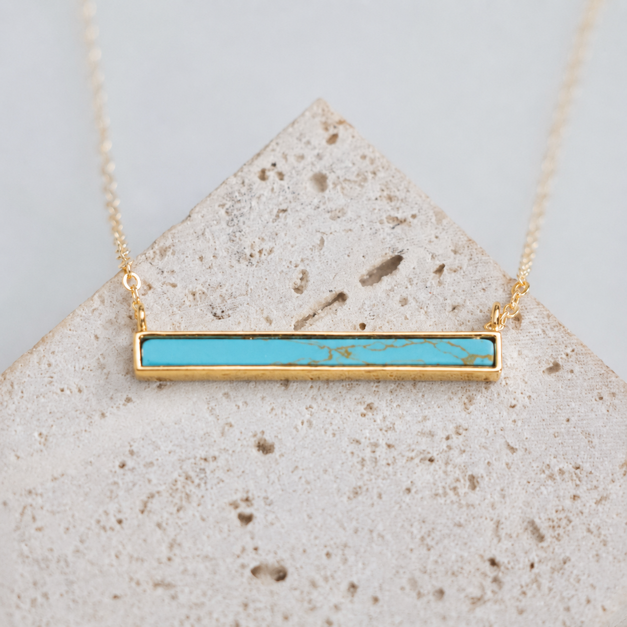 Turquoise Bar Necklace - Gold Filled, Sterling Silver