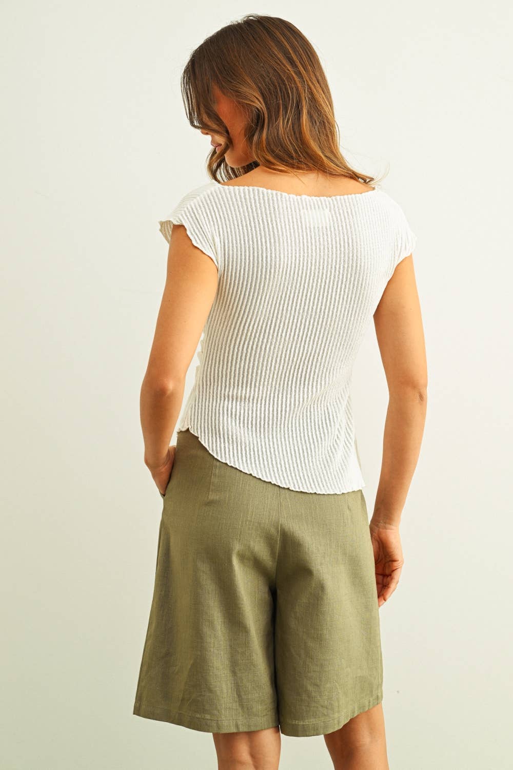 ET6415 CRINKLED FABRIC CAP SLEEVE TOP WITH SHIRRING DETAIL
