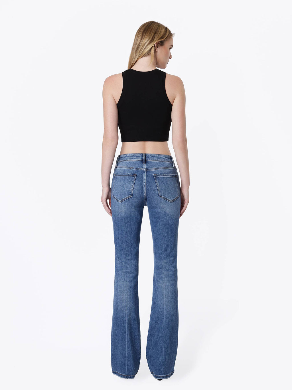 HIGH RISE MEDIUM DARK WASH FULL LENGTH BOOTCUT JEANS F5099