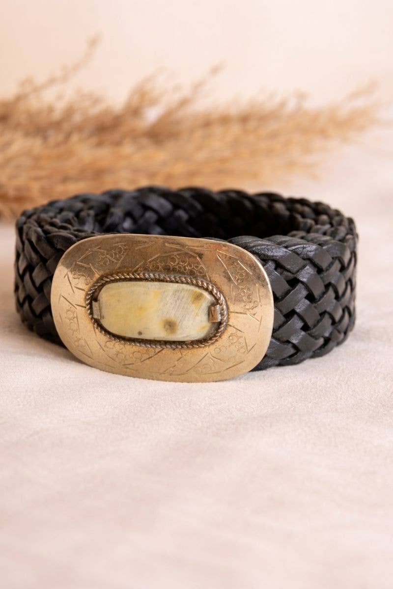 MERCURIO NARROW BLACK LEATHER BELT