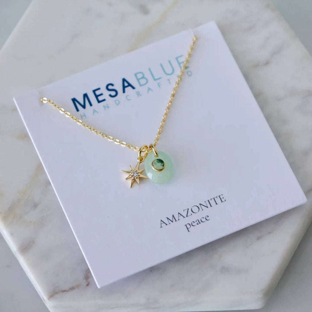 Amazonite, Labradorite, Moonstone Moss Agate Star Necklace