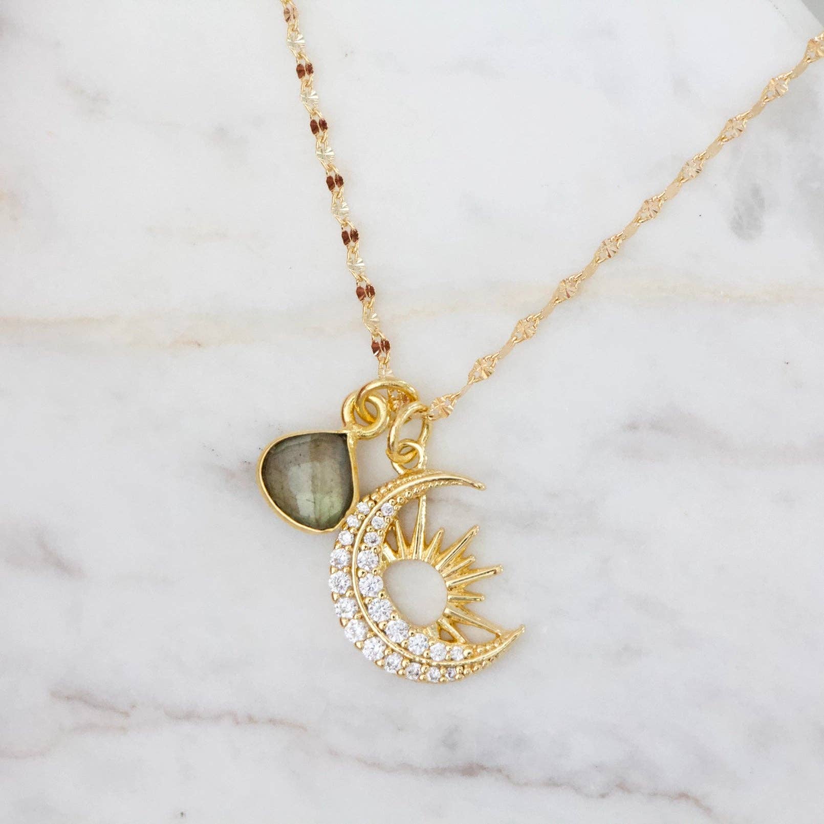 Celestial Necklace - Aquamarine Quartz or Labradorite