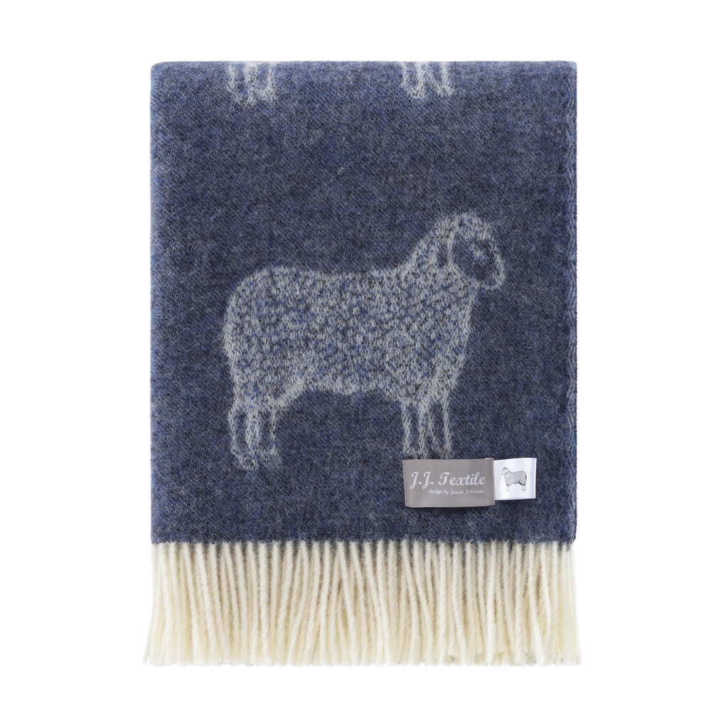 Denim Blue Sheep Pure Wool Throw