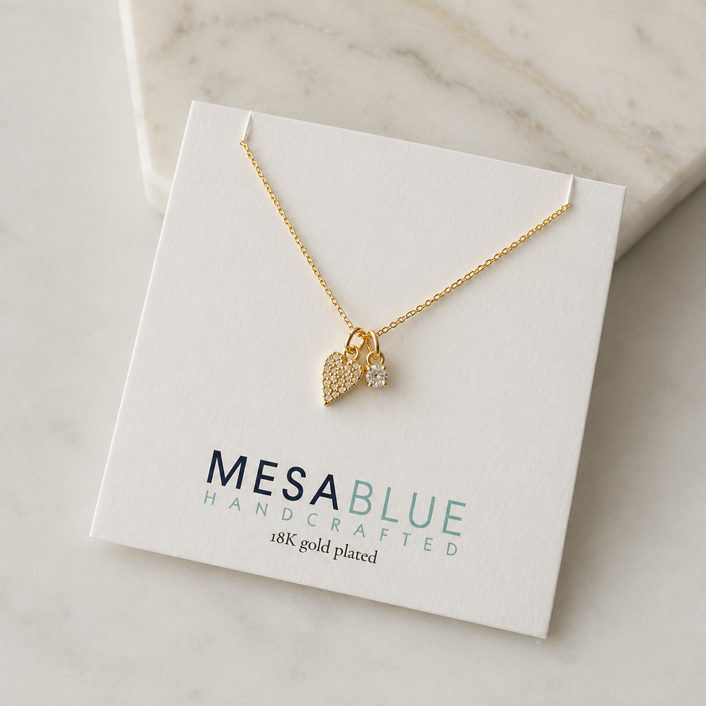 Tiny Pave CZ Heart Necklace