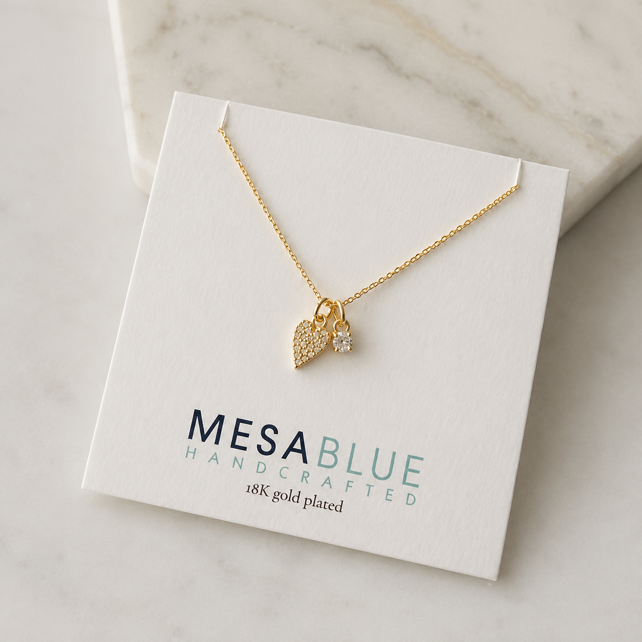 Tiny Pave CZ Heart Necklace