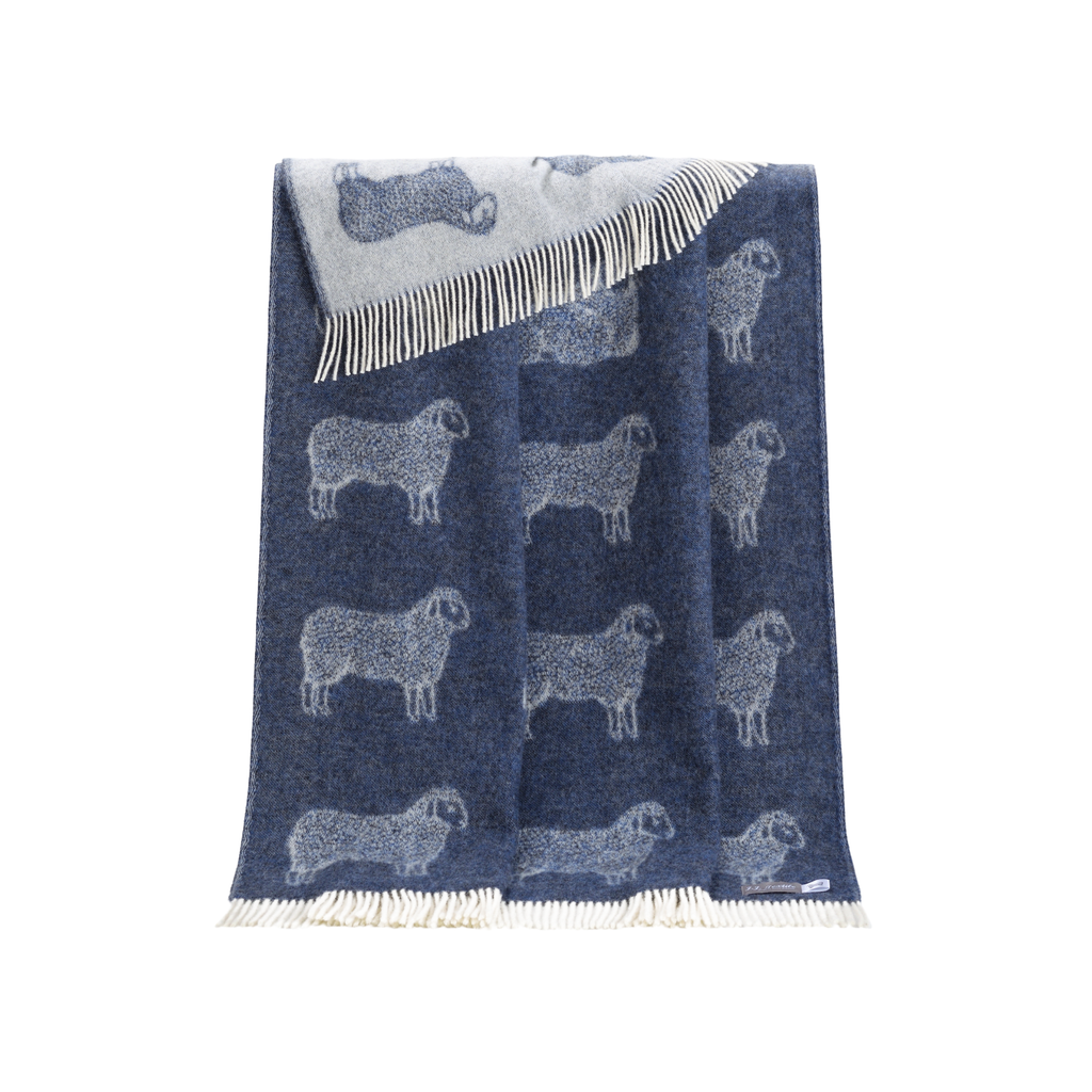 Denim Blue Sheep Pure Wool Throw