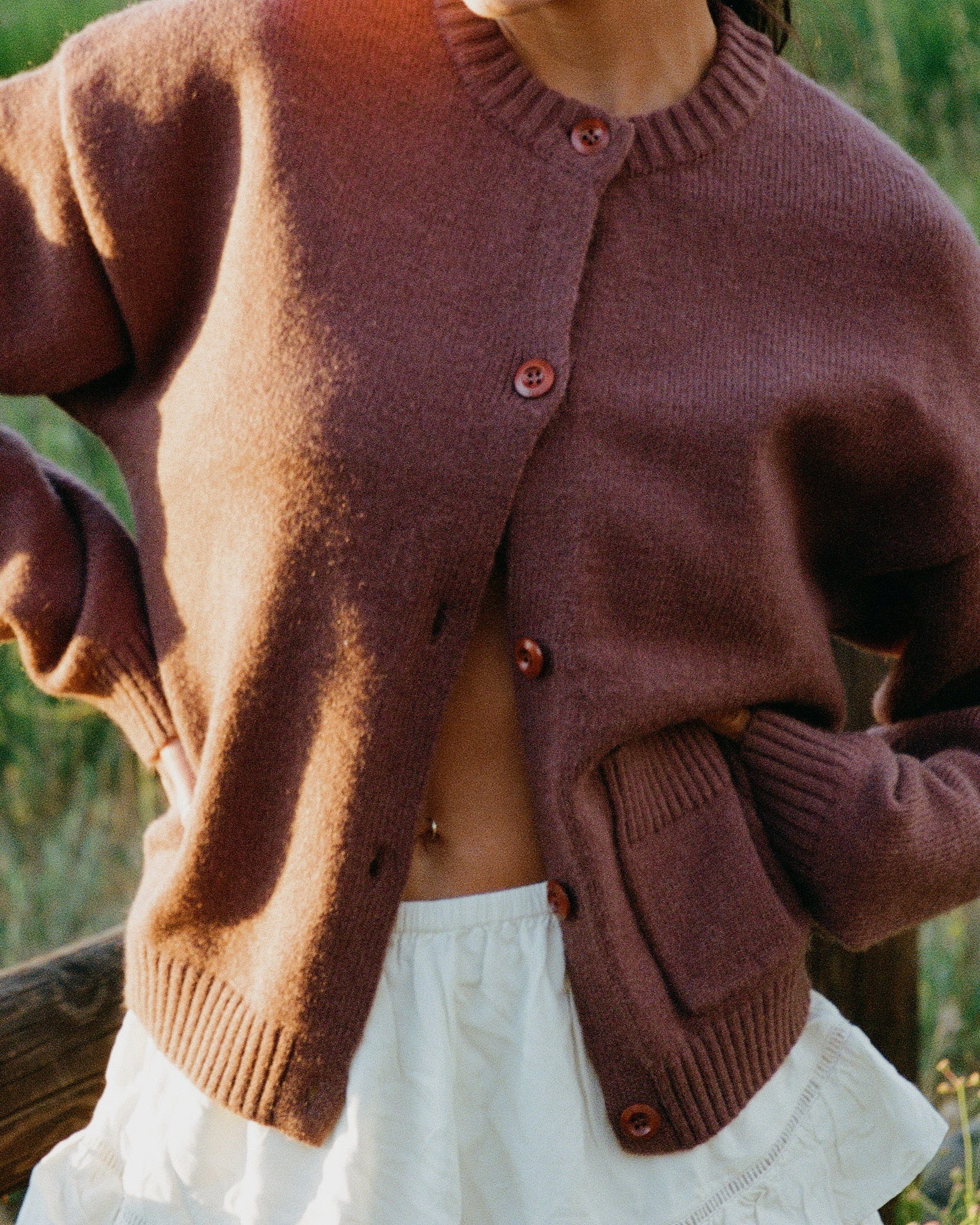 BROWN WOOL CARDIGAN
