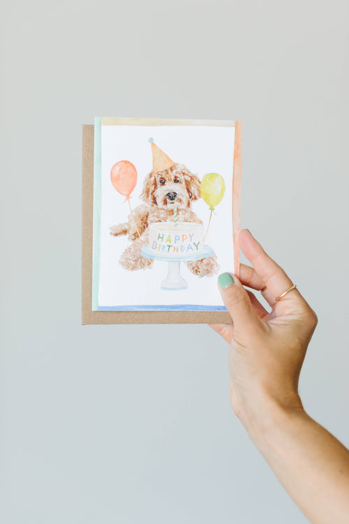 Birthday Dog Card, Goldendoodle Dog Lover Card, A2 Card