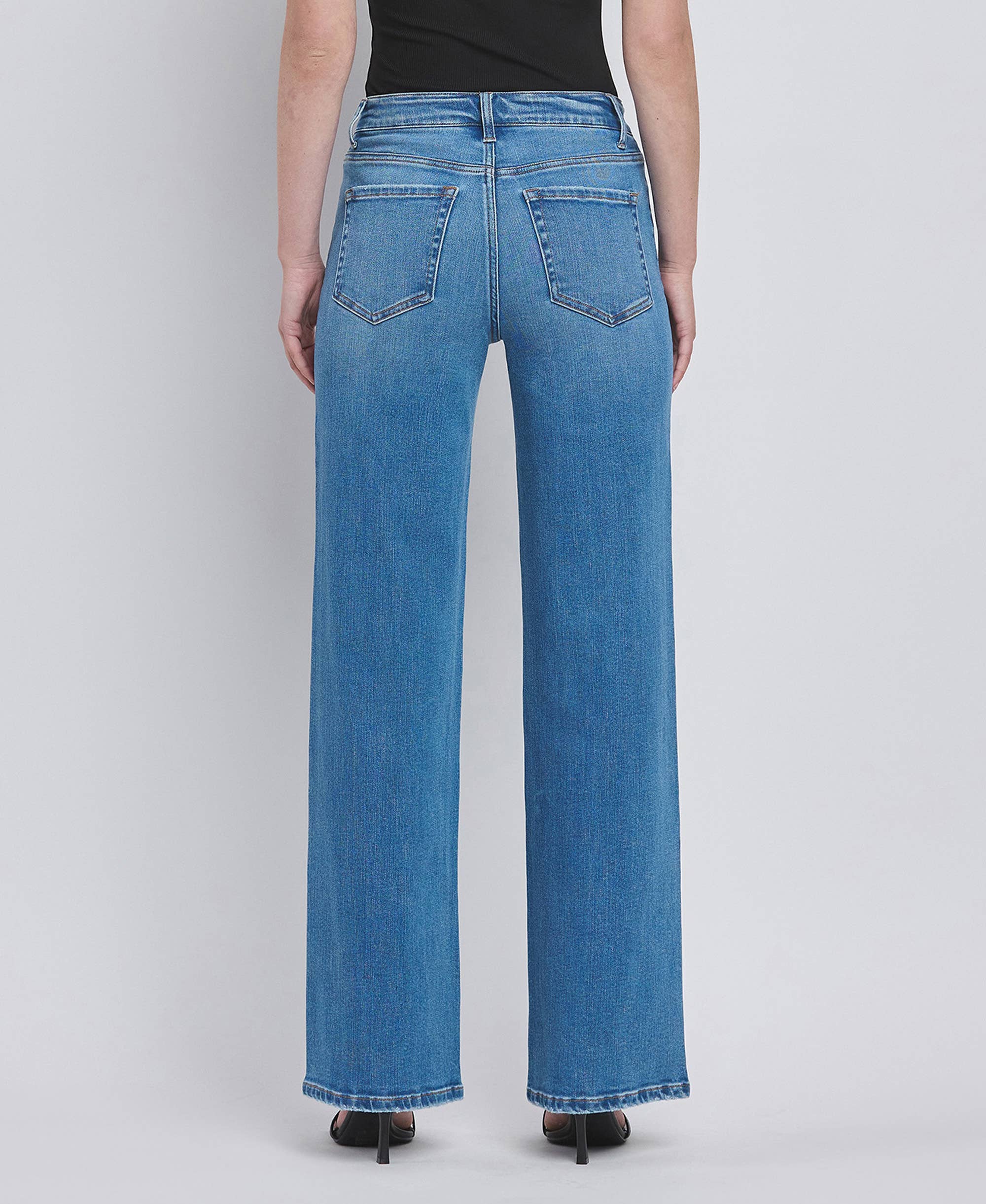 HIGH RISE MEDIUM WASH WIDE JEANS F5296MD