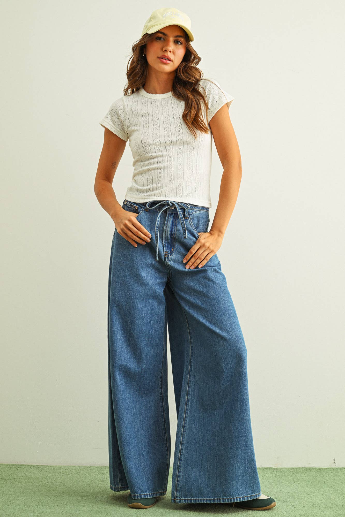 ET6157   POINTELLE FABRIC SHORT SLEEVE TOP