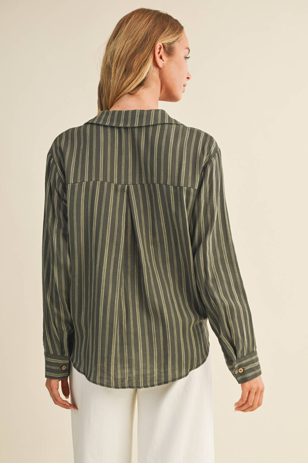 Vertical Stripe Twist Front Shirt