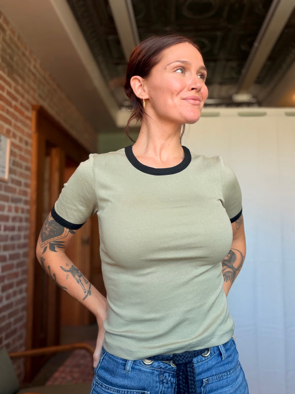 Ivy Contrast Trim Crewneck Tee