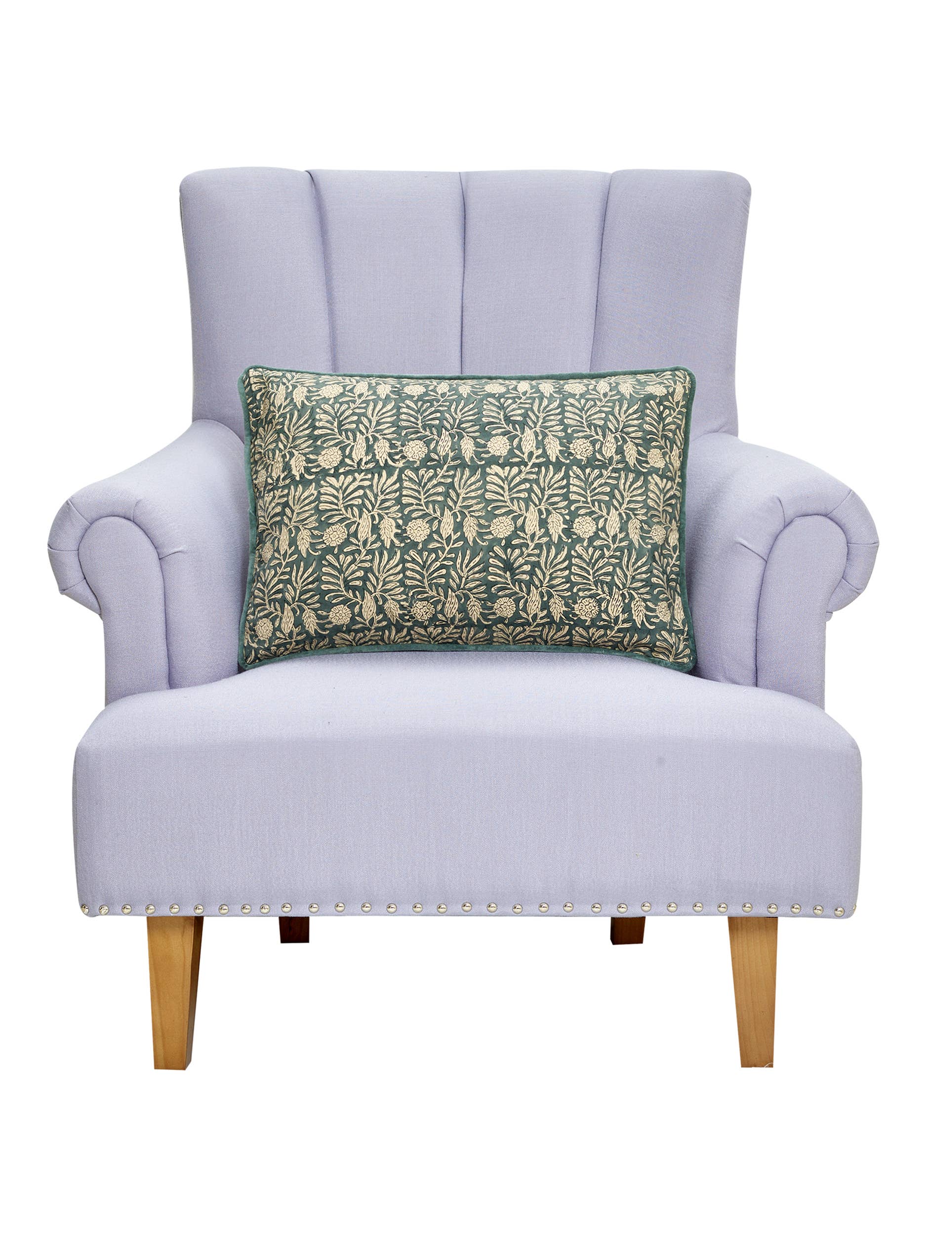 Block Print Leaf Squares Pillow