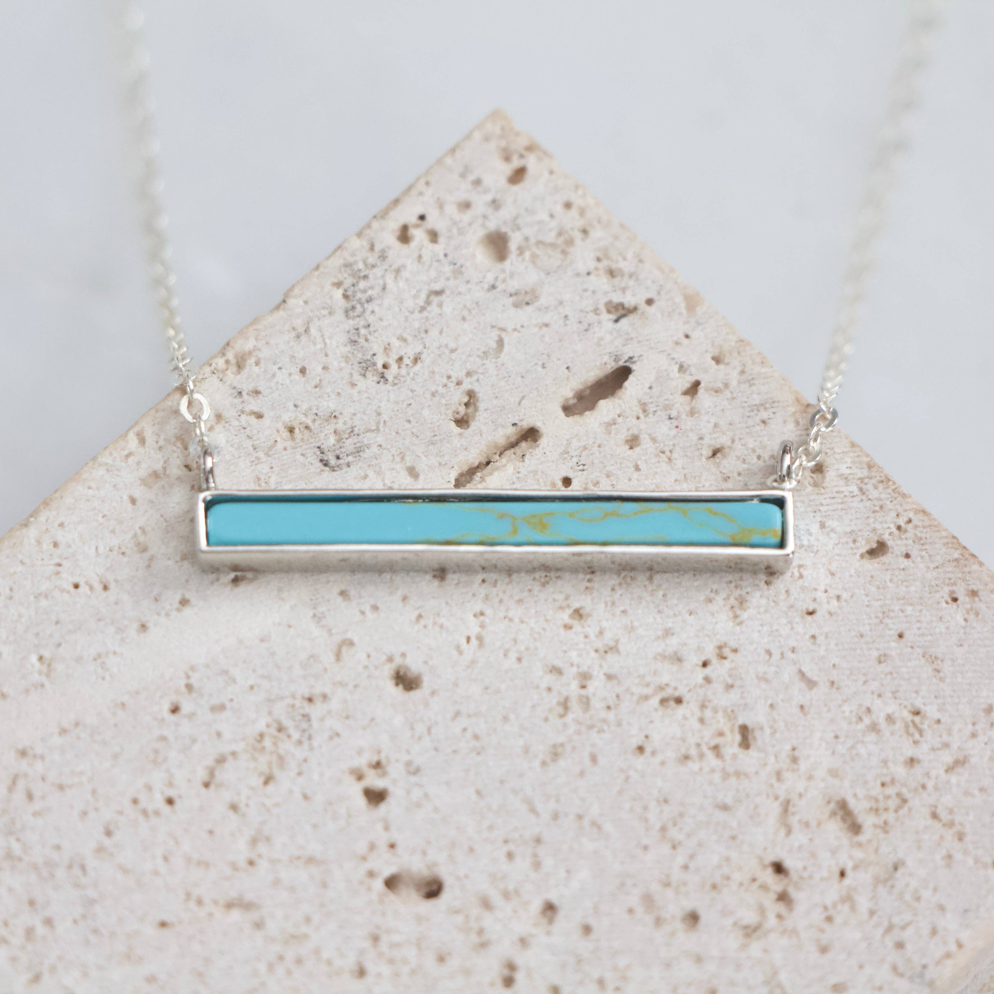 Turquoise Bar Necklace - Gold Filled, Sterling Silver