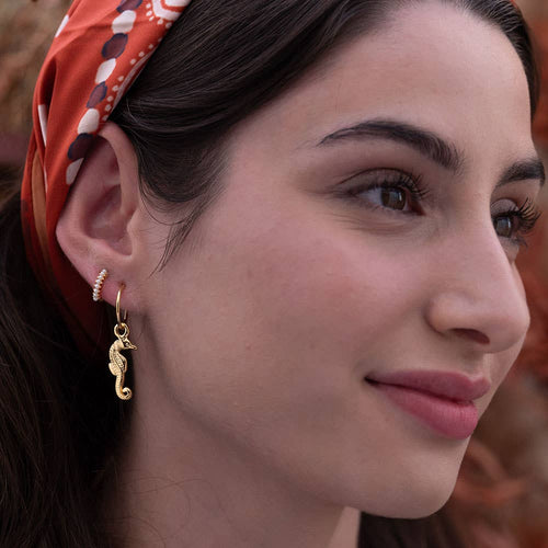 10mm Pearl Huggie Hoop Earrings