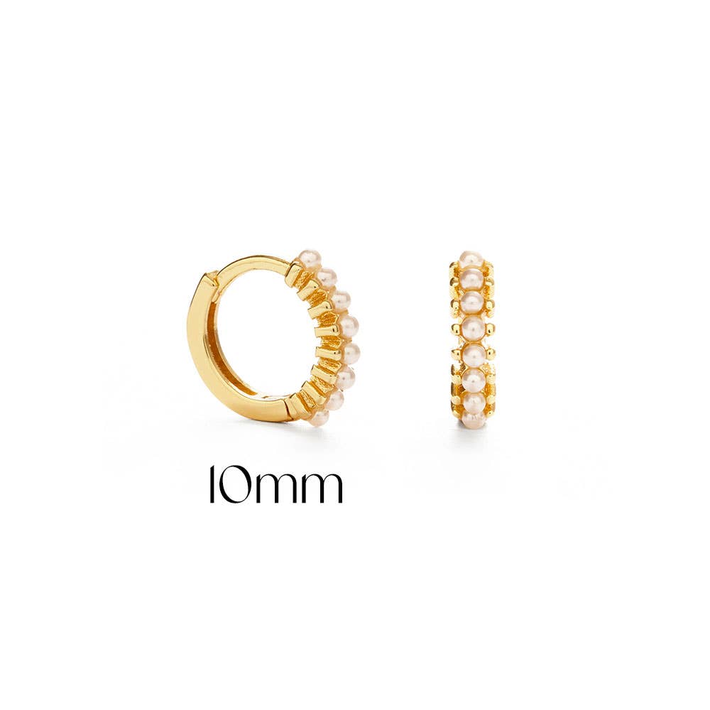 10mm Pearl Huggie Hoop Earrings