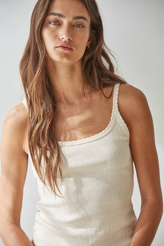 L10099T2 | Knit Cotton Pointelle Cami