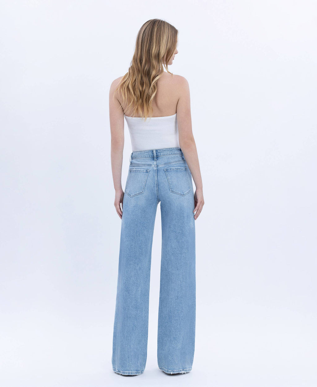 HIGH RISE FULL LENGTH LIGHT WASH WIDE JEANS F6060