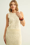 T5981ST   CROCHET KNIT TASSEL HEM CROP TOP