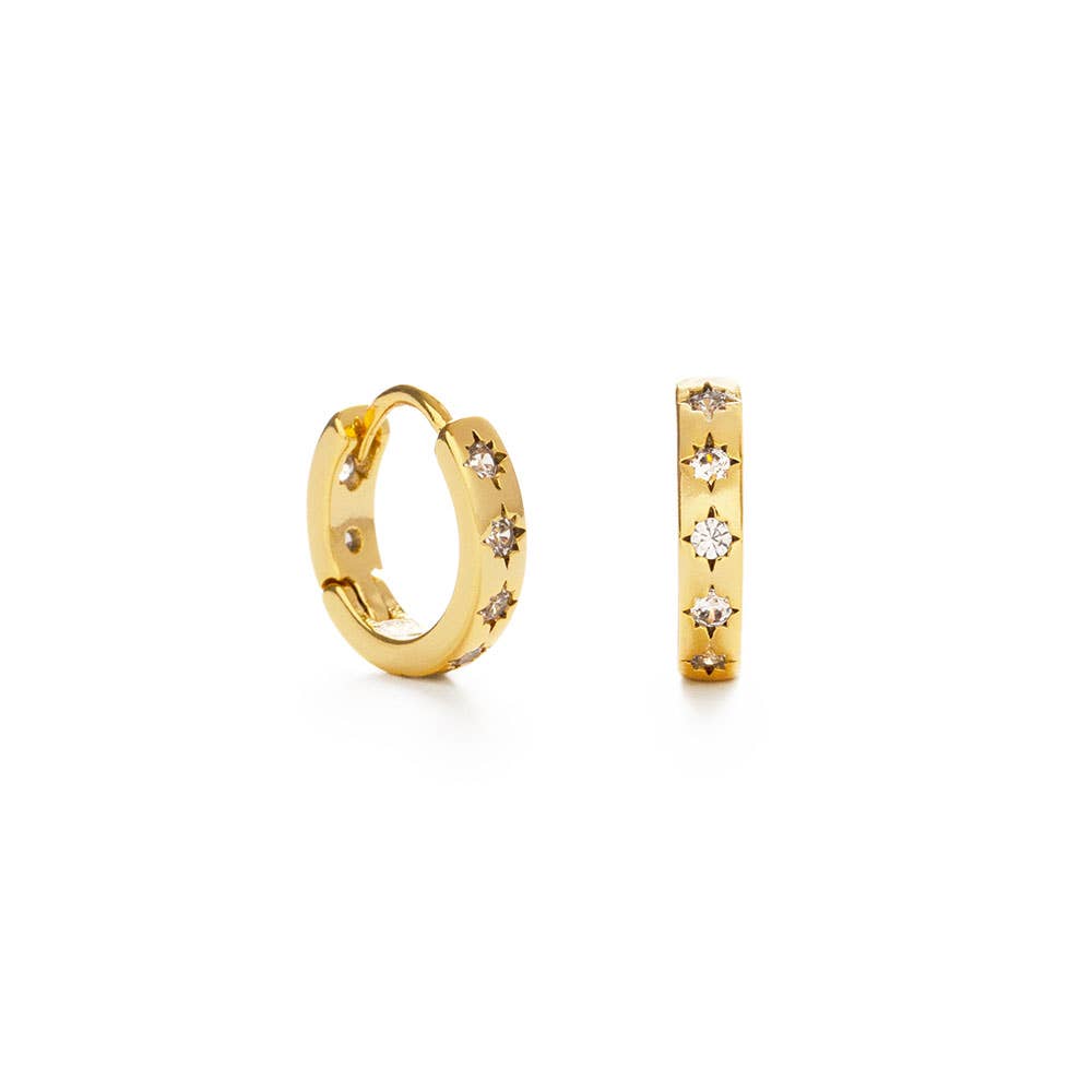 12mm Huggie Hoops with Starburst
