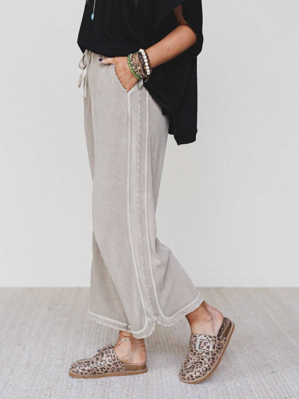 Fall Favorite: So Comfy Wide Leg Pant Cropped Length - Mocha