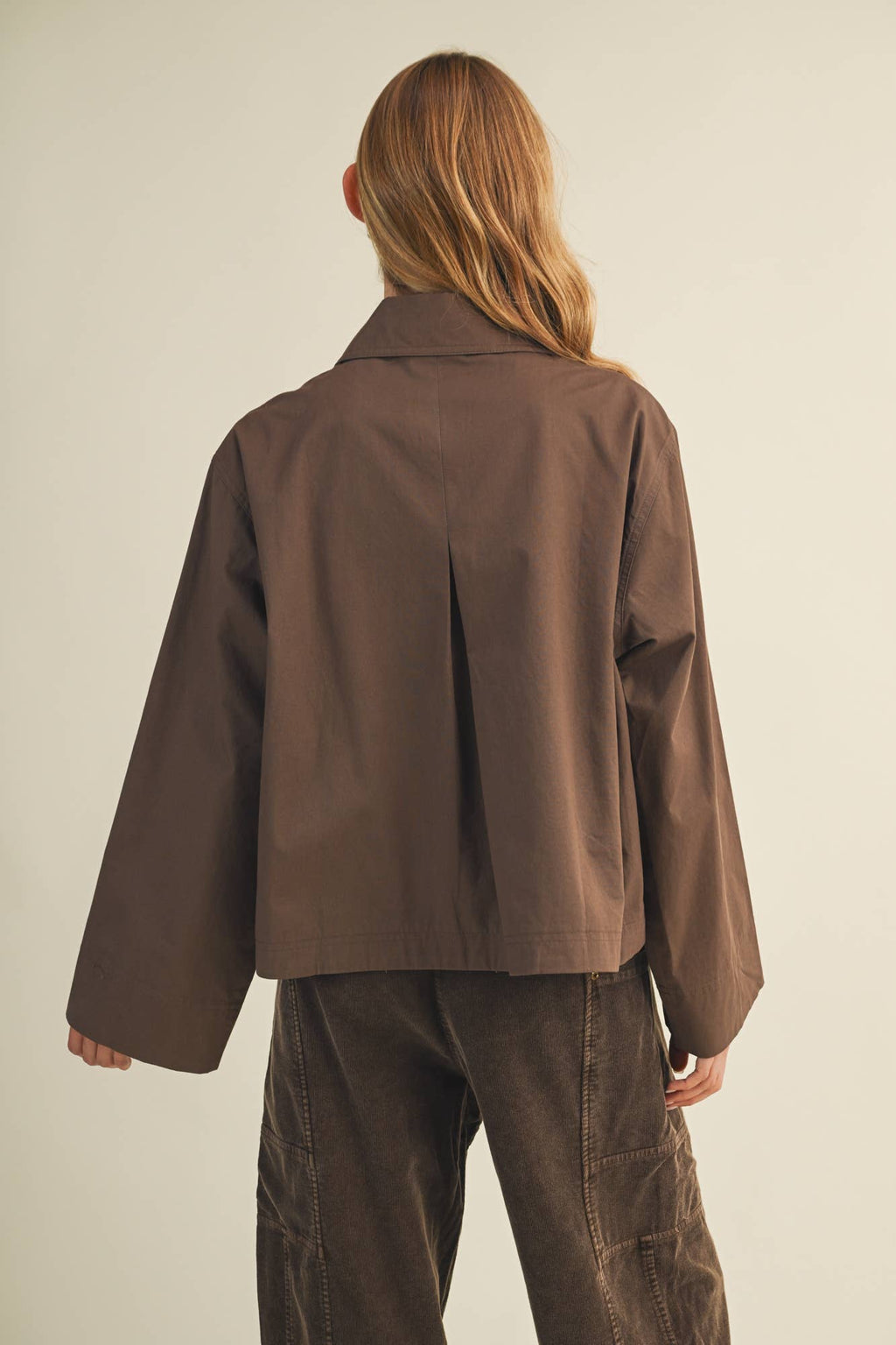 Tie-Front Bell Sleeve Poplin Jacket