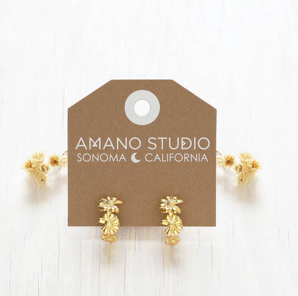 Daisy Flower Hoop Earrings