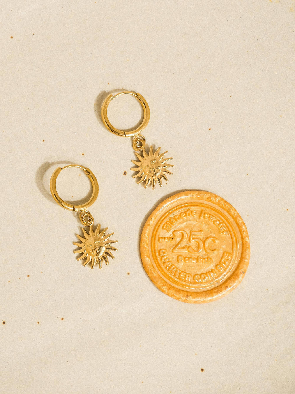 Pascale 18K Gold Non-Tarnish Sun hoop Earring