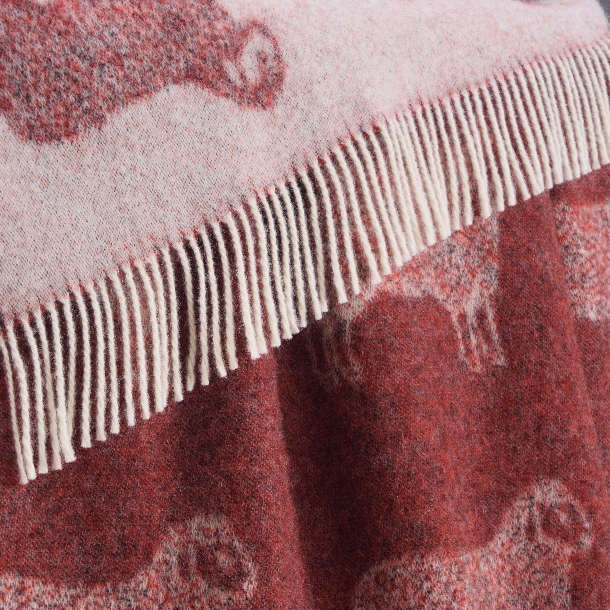 Sheep Burgundy Red Pure Wool Throw