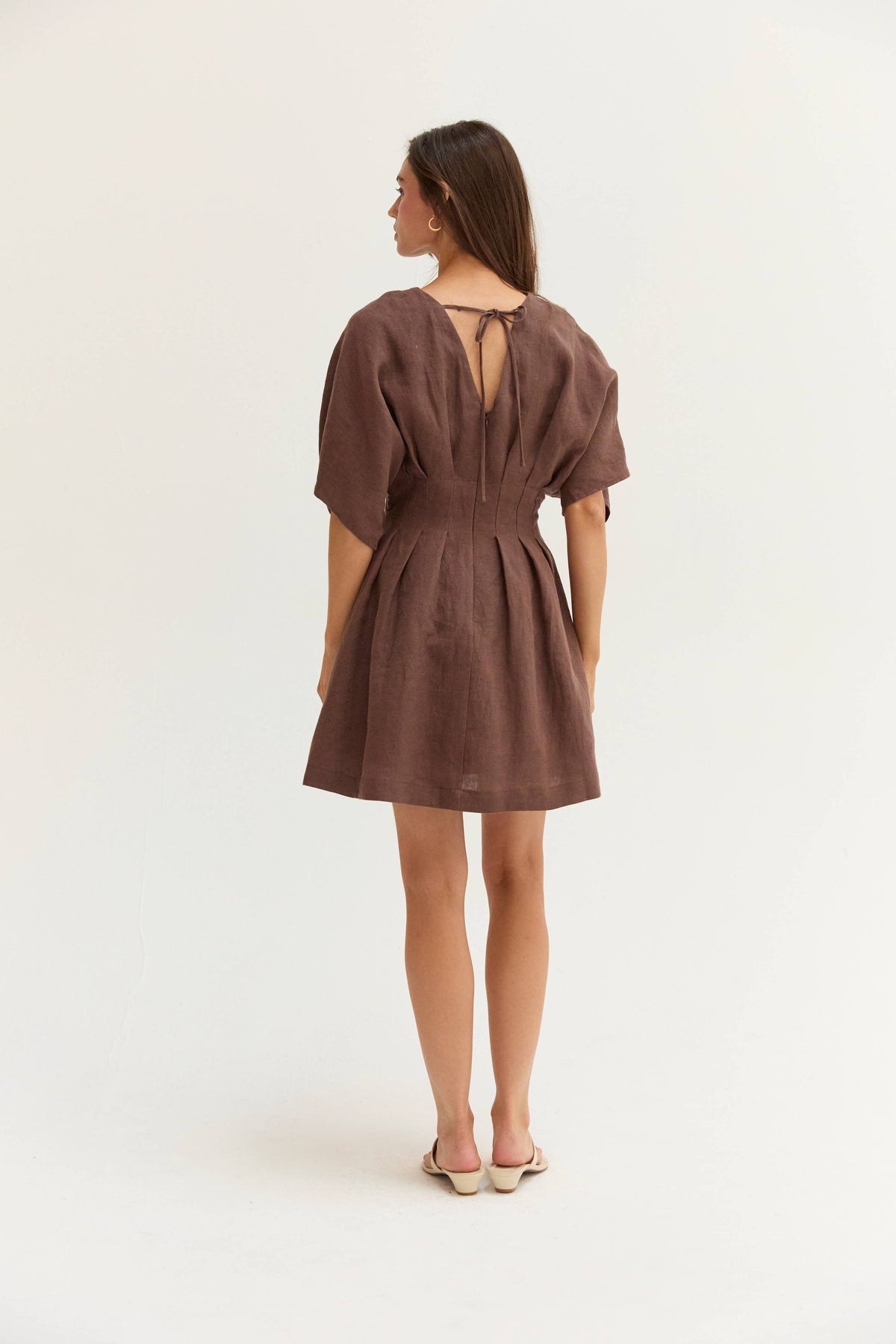CD9813 - Thea Pleated Linen Mini Dress