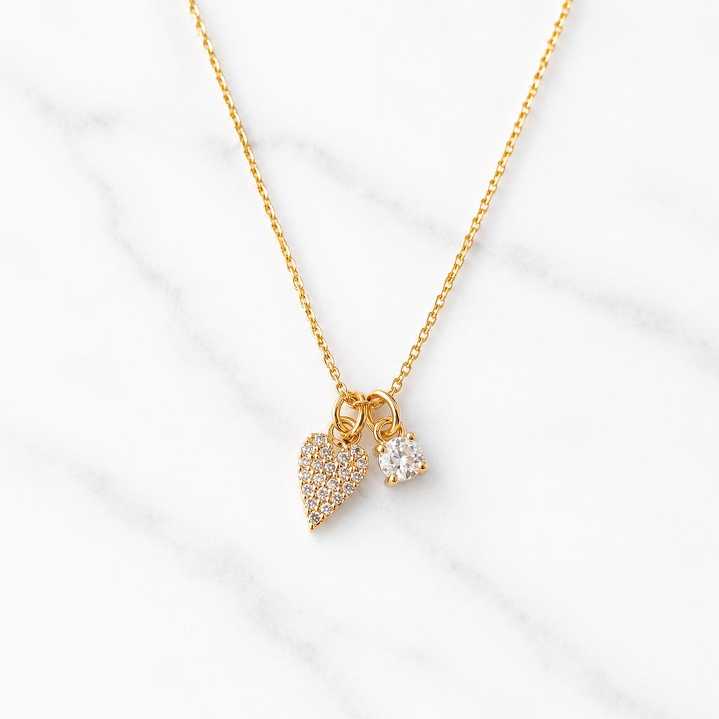 Tiny Pave CZ Heart Necklace