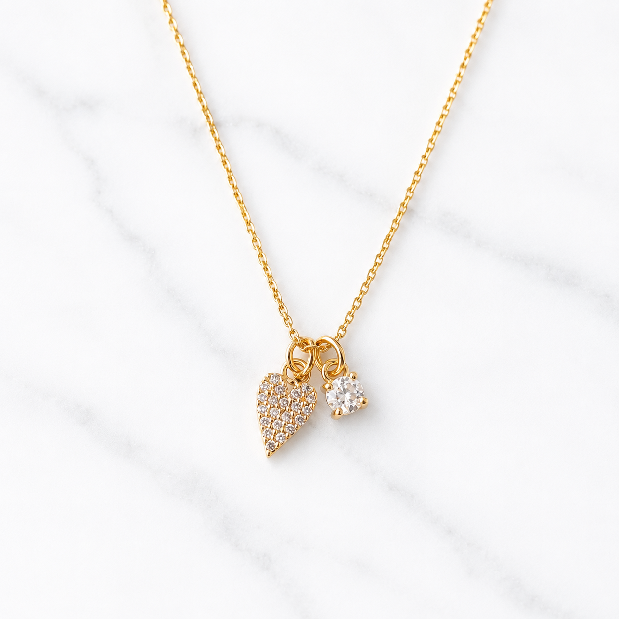 Tiny Pave CZ Heart Necklace