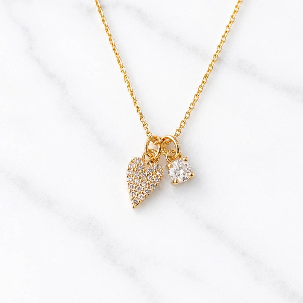 Tiny Pave CZ Heart Necklace