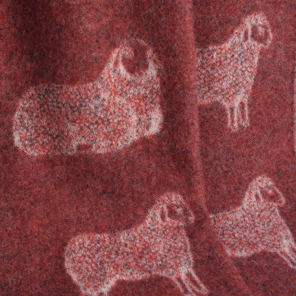 Sheep Burgundy Red Pure Wool Throw