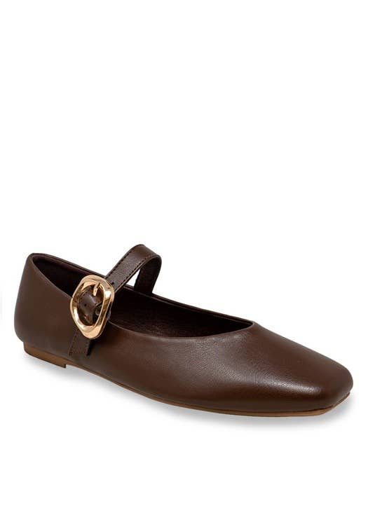 Charlotte-15 Ballet Flat with Sculptural Buckle Accent
