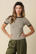 Ivy Contrast Trim Crewneck Tee