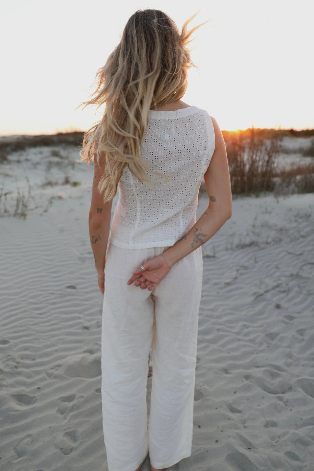 VINTAGE COTTON EYELET LACE TANK TOP