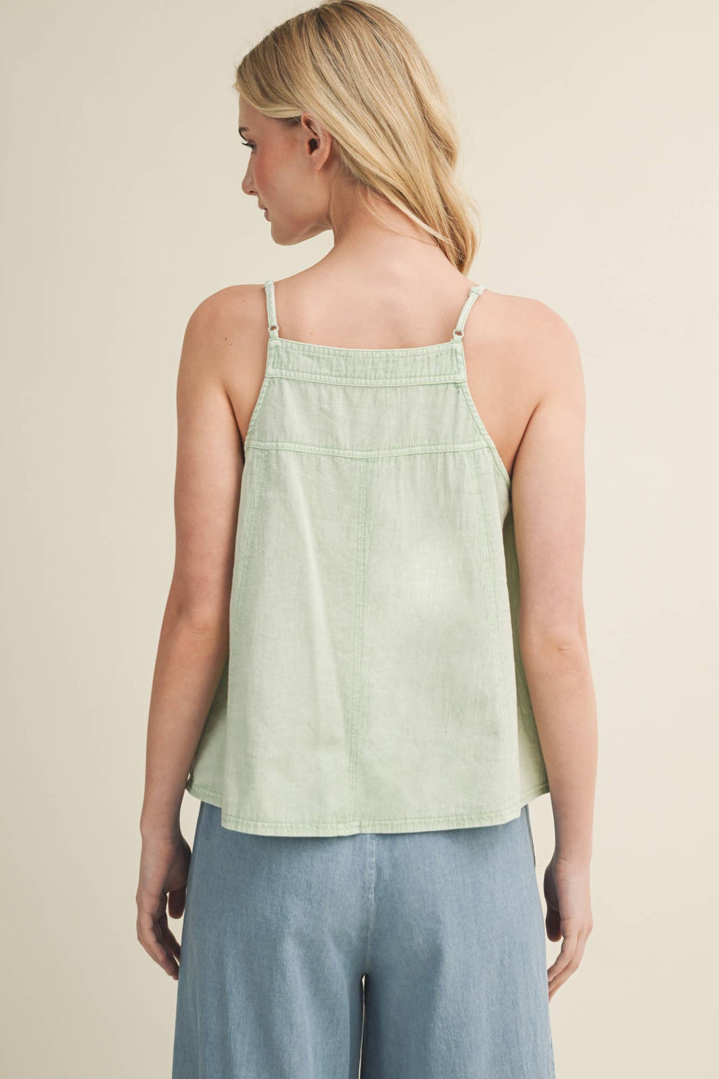 Washed V-Stitch Square Neck Tank