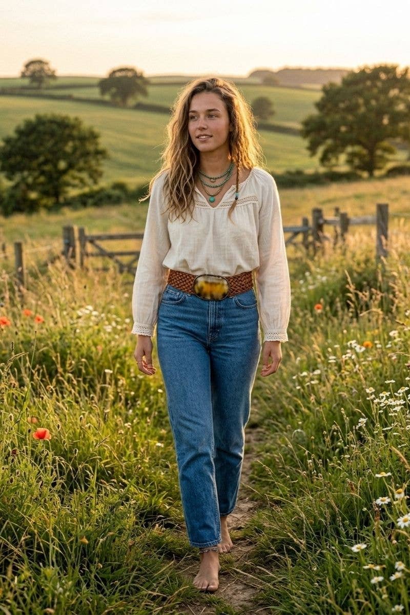 VENUS WIDE BROWN LEATHER BELT