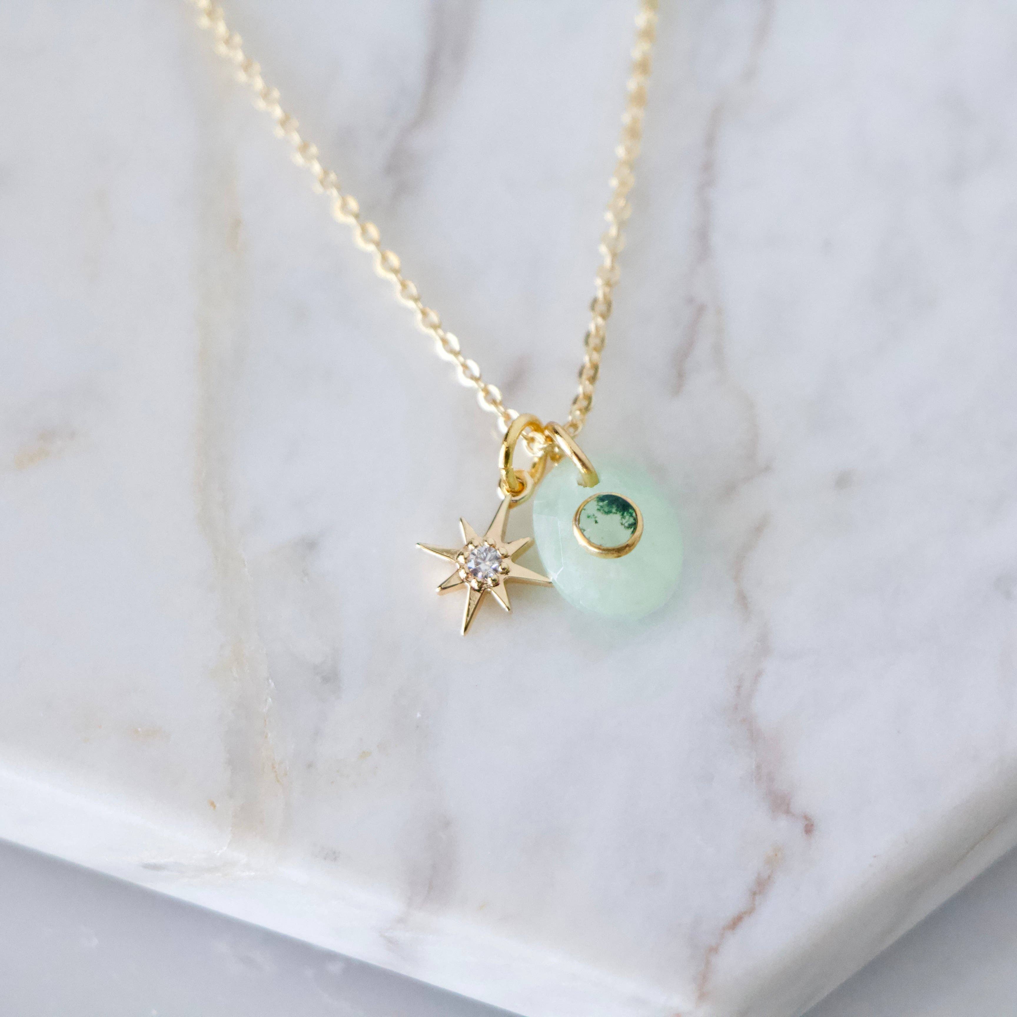 Amazonite, Labradorite, Moonstone Moss Agate Star Necklace
