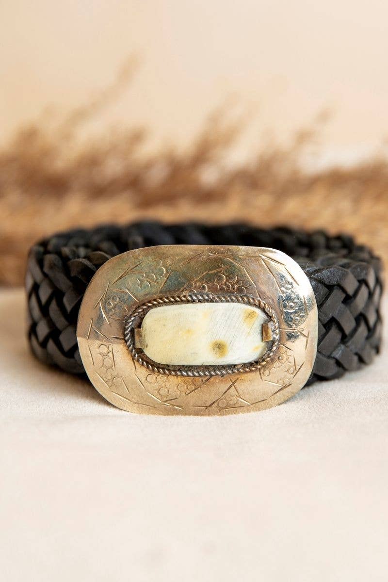 MERCURIO NARROW BLACK LEATHER BELT