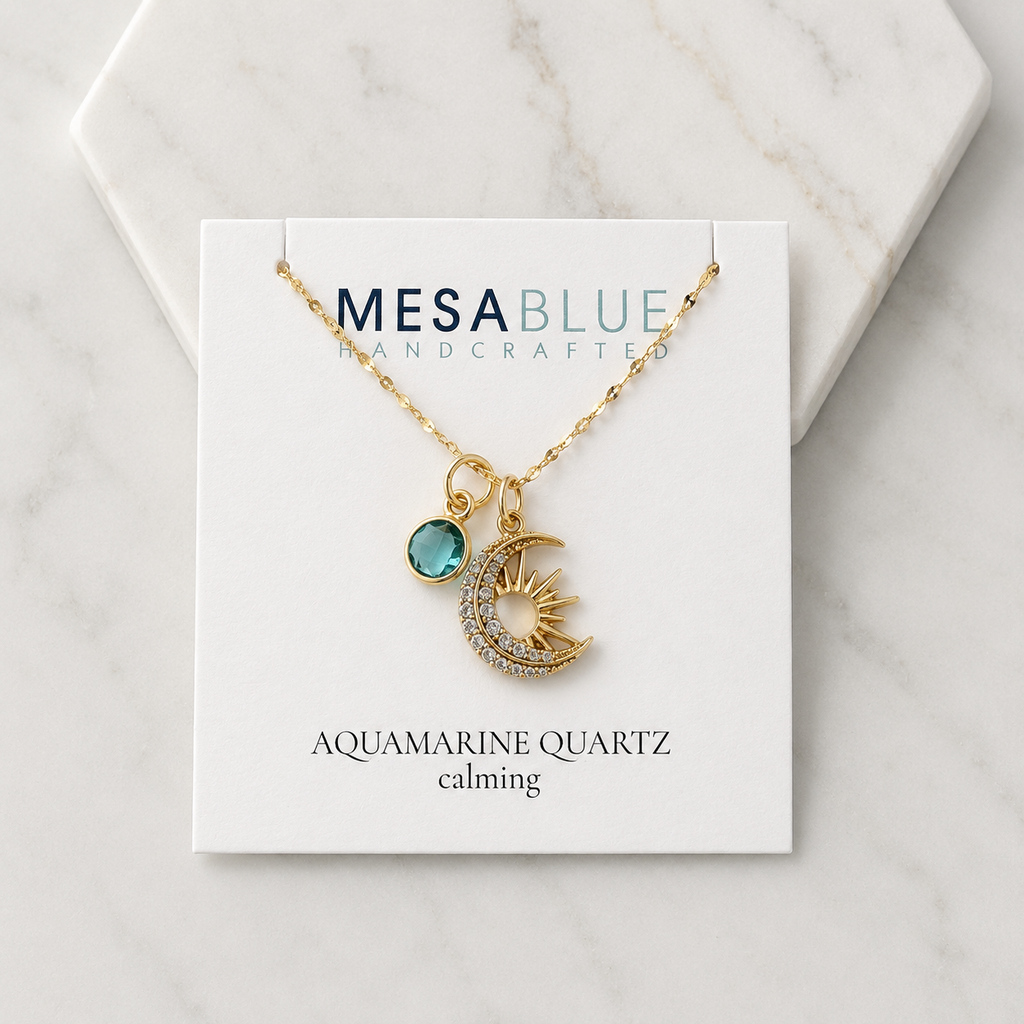 Celestial Necklace - Aquamarine Quartz or Labradorite