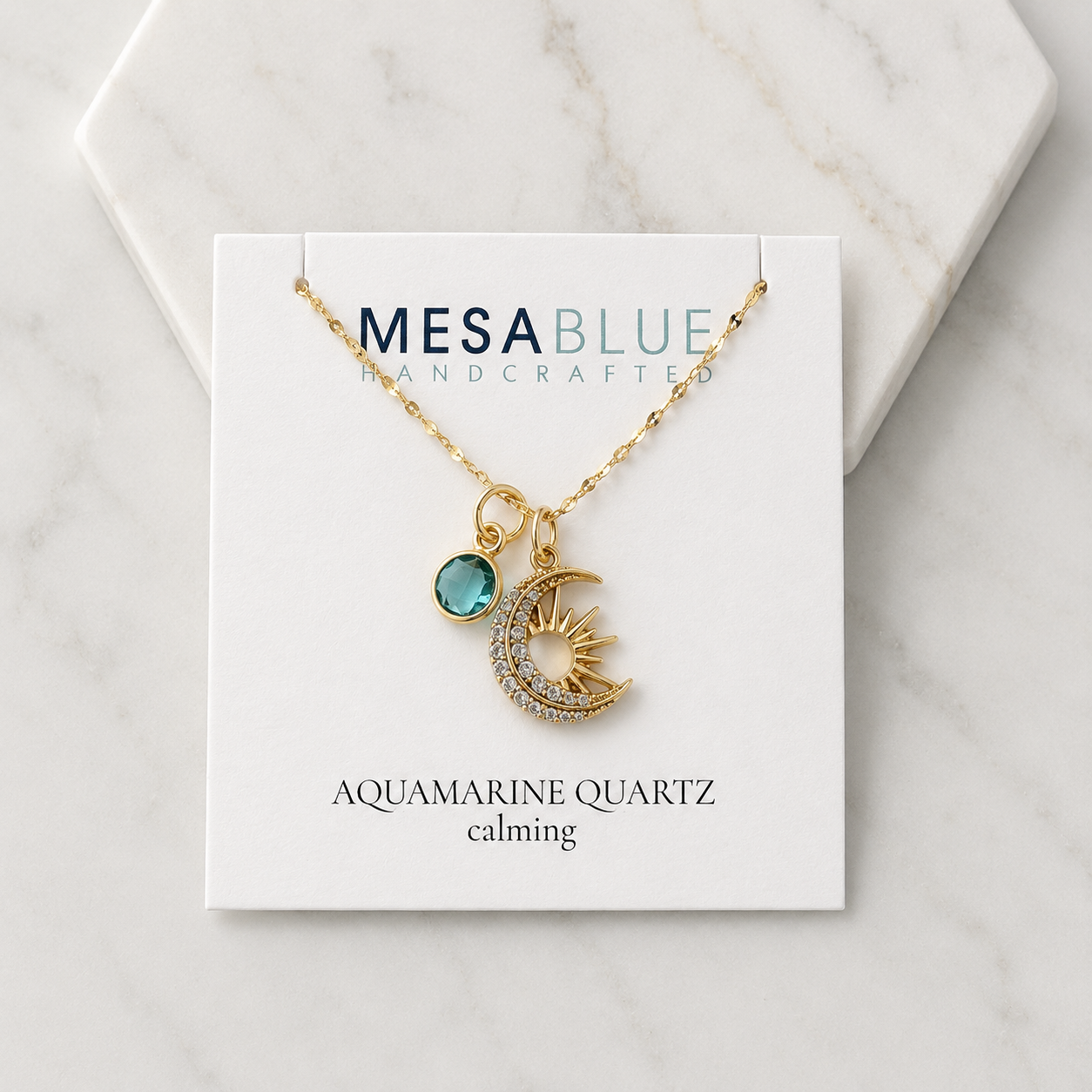 Celestial Necklace - Aquamarine Quartz or Labradorite