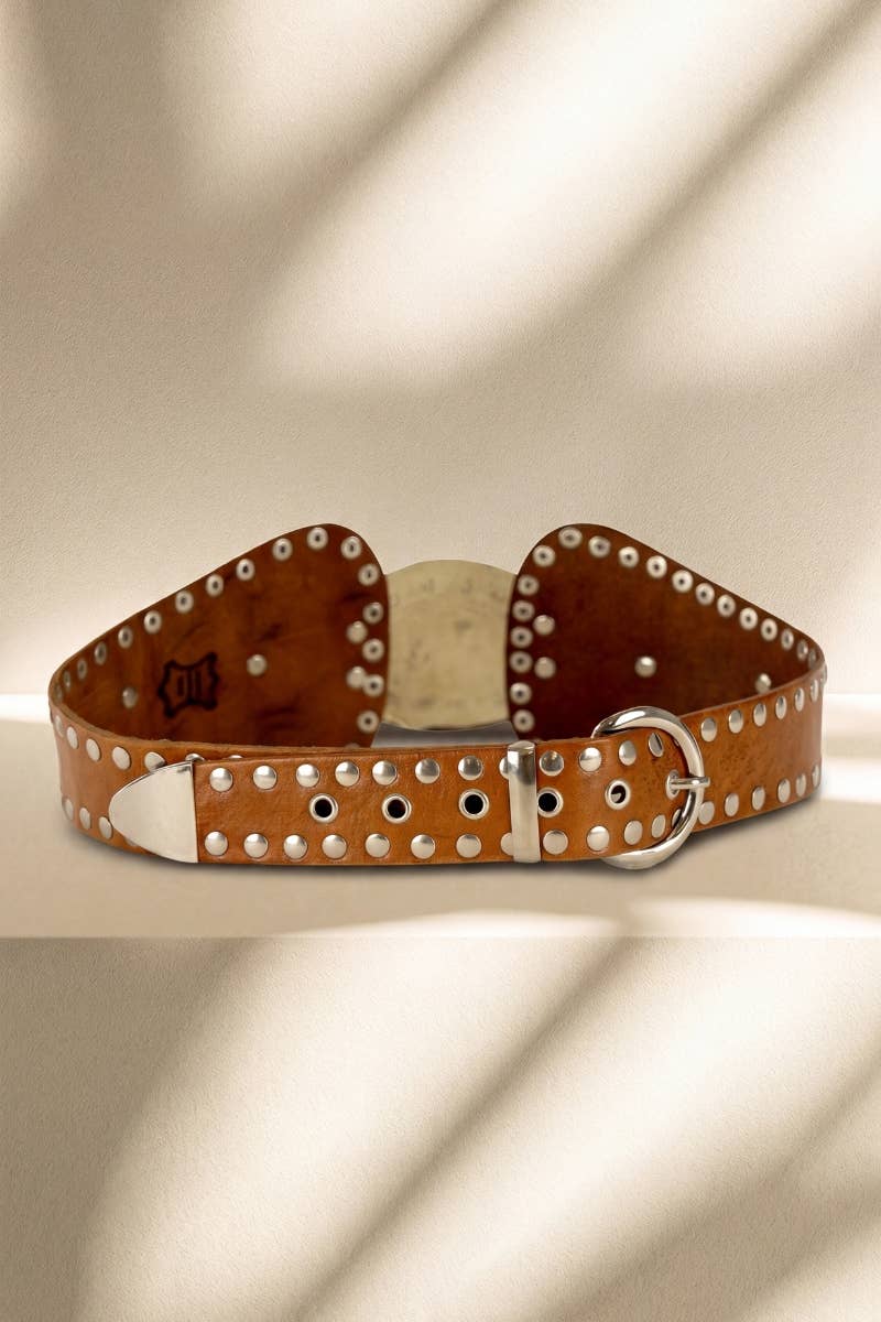 LIGHT BROWN ATLAS LEATHER SASH BELT