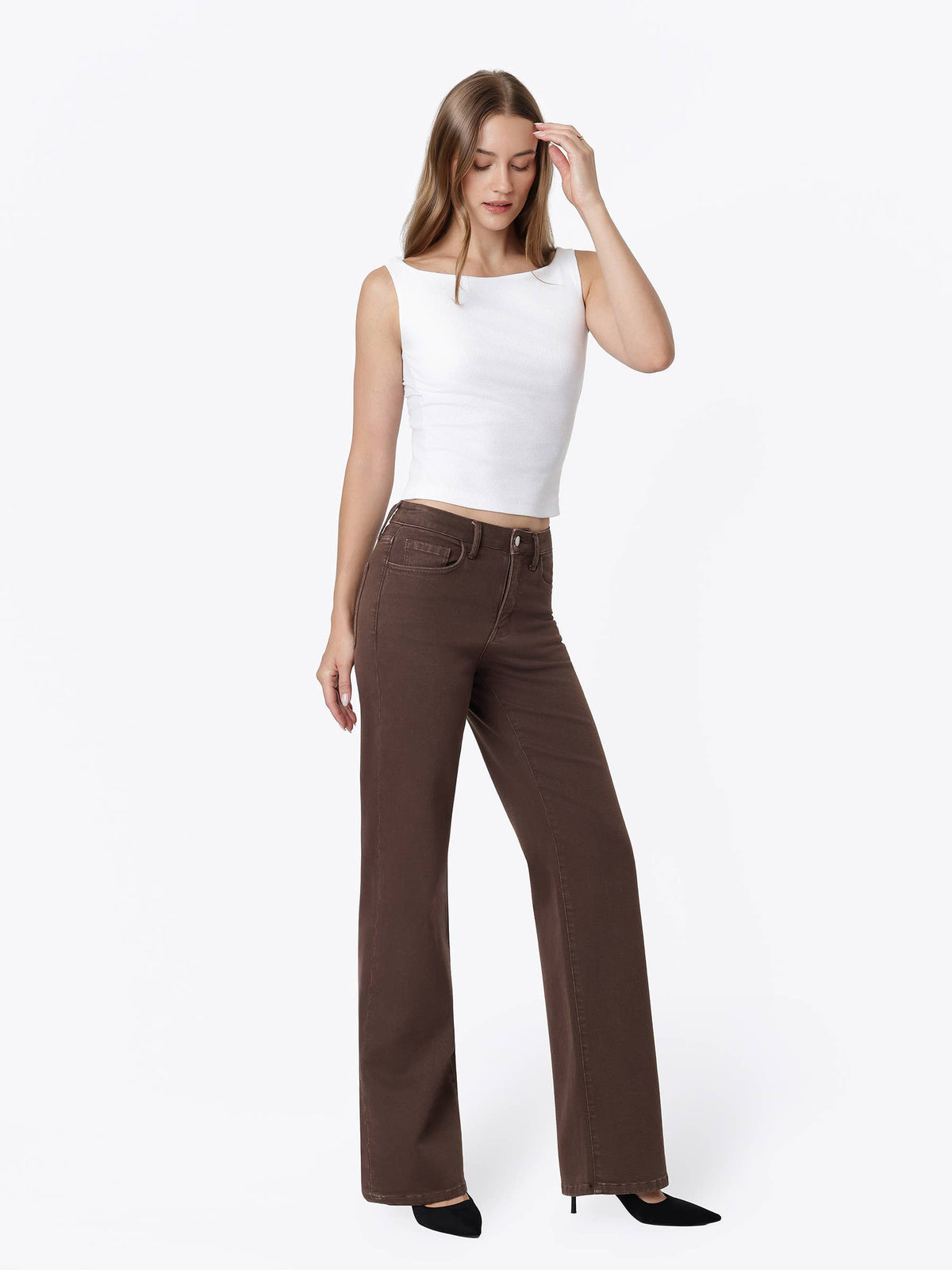 HIGH RISE COLOR SLIM WIDE JEANS T7714SAL
