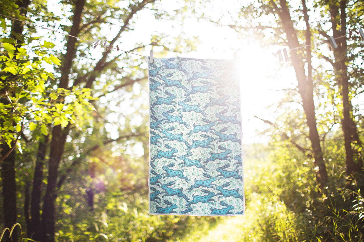 Kitchen Tea Towel Quick Dry | Bunnies On Parade
