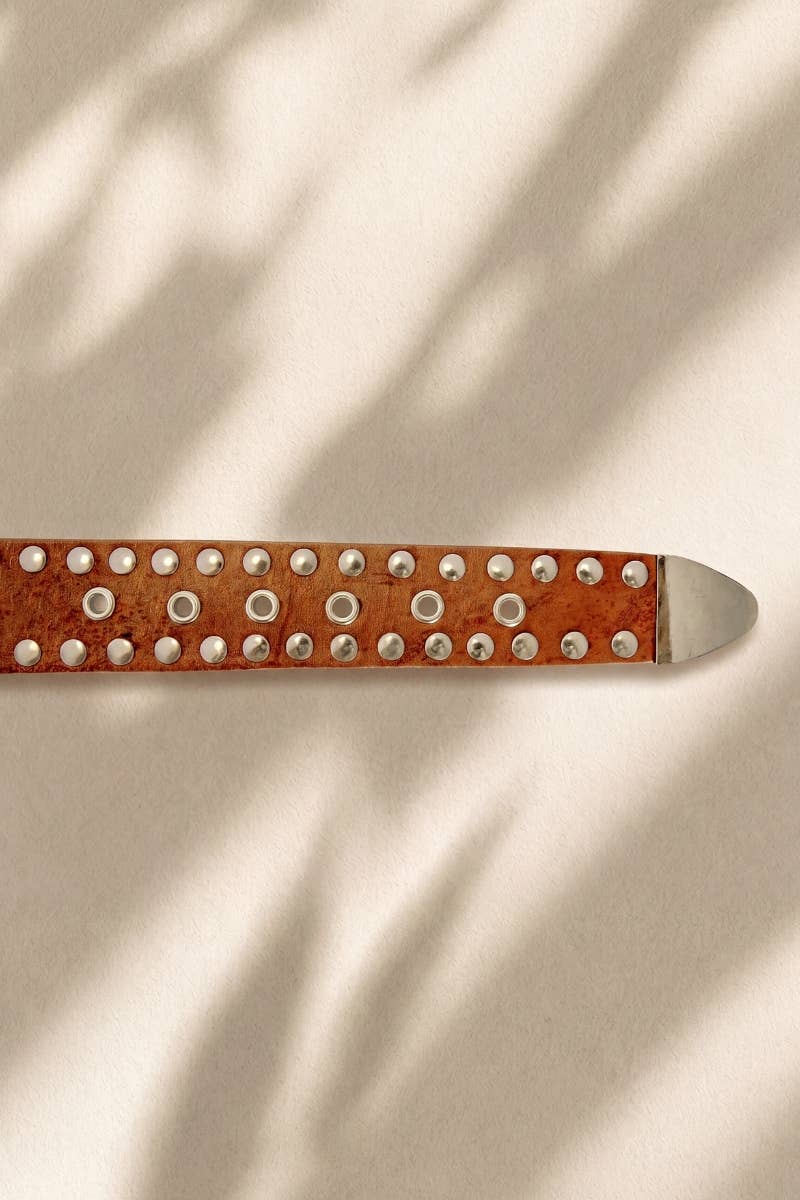LIGHT BROWN ATLAS LEATHER SASH BELT